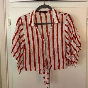 Bershka cropped lose stripped top. Size small